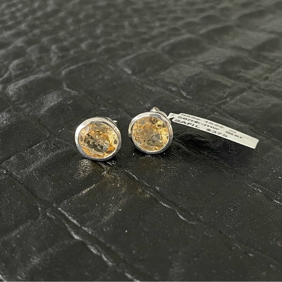 Sterling Silver 925 Large Citrine Earrings - Picture 5 of 9